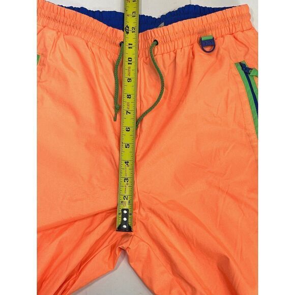 Vintage 80's Windbreaker Pants Neon Peach Nylon Size Small Zipper Cuffs Elastic - Picture 8 of 16